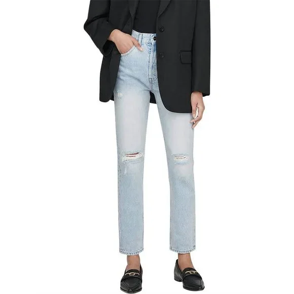 Anine Bing Sonya Jean Destructed Classic Blue, Size 28 (10) - Picture 4 of 10